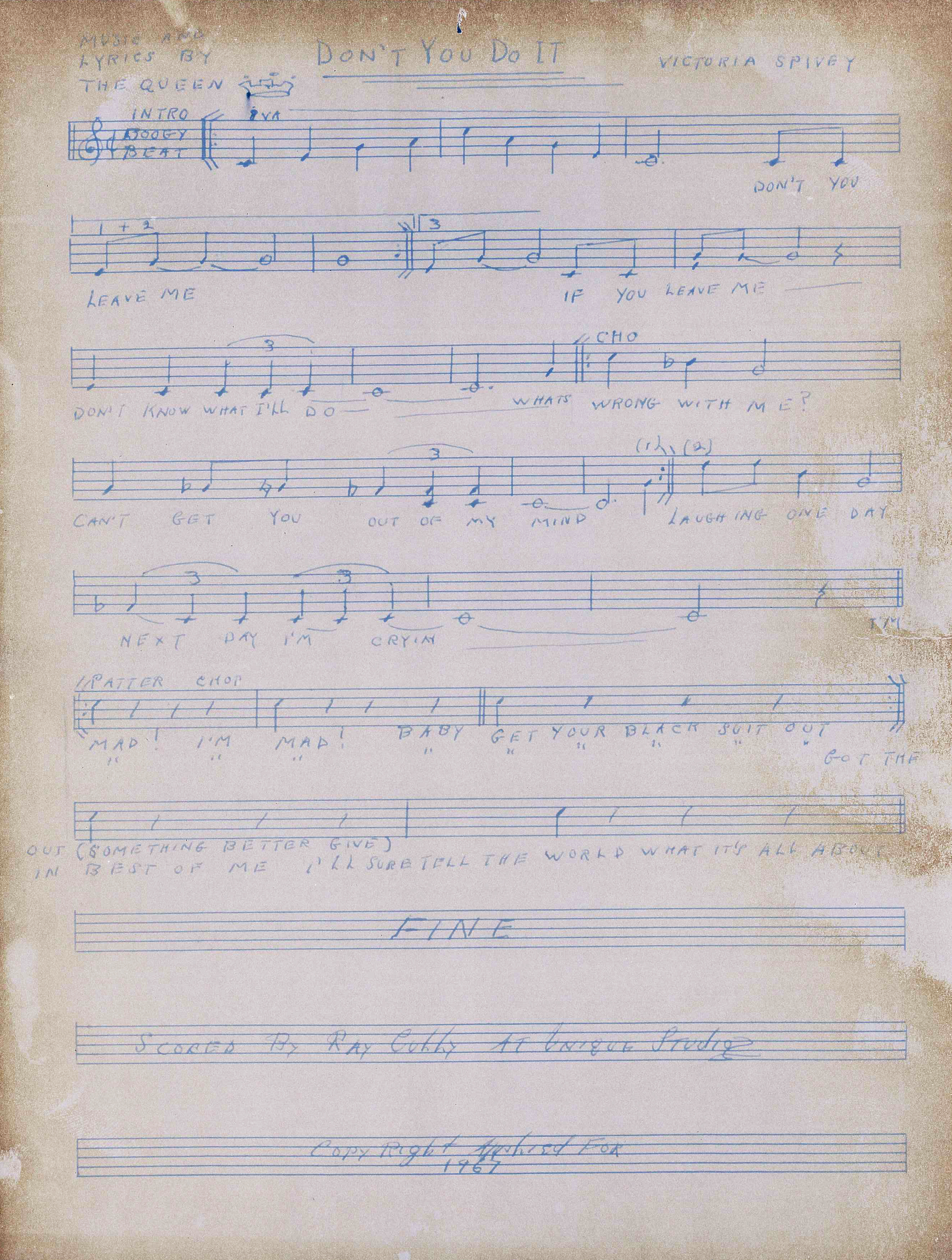 finished lead sheet