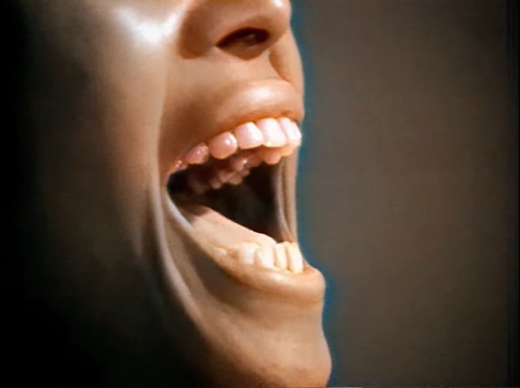 Extreme closeup of Lincoln's screaming mouth
