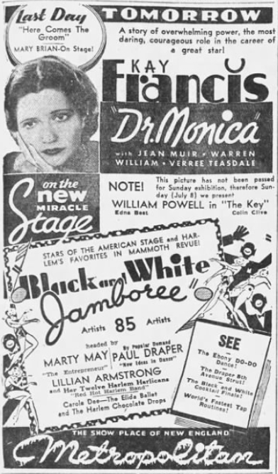 newspaper advertisement with text an one womans face