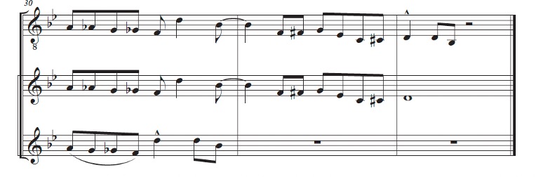 sheet music with three lines