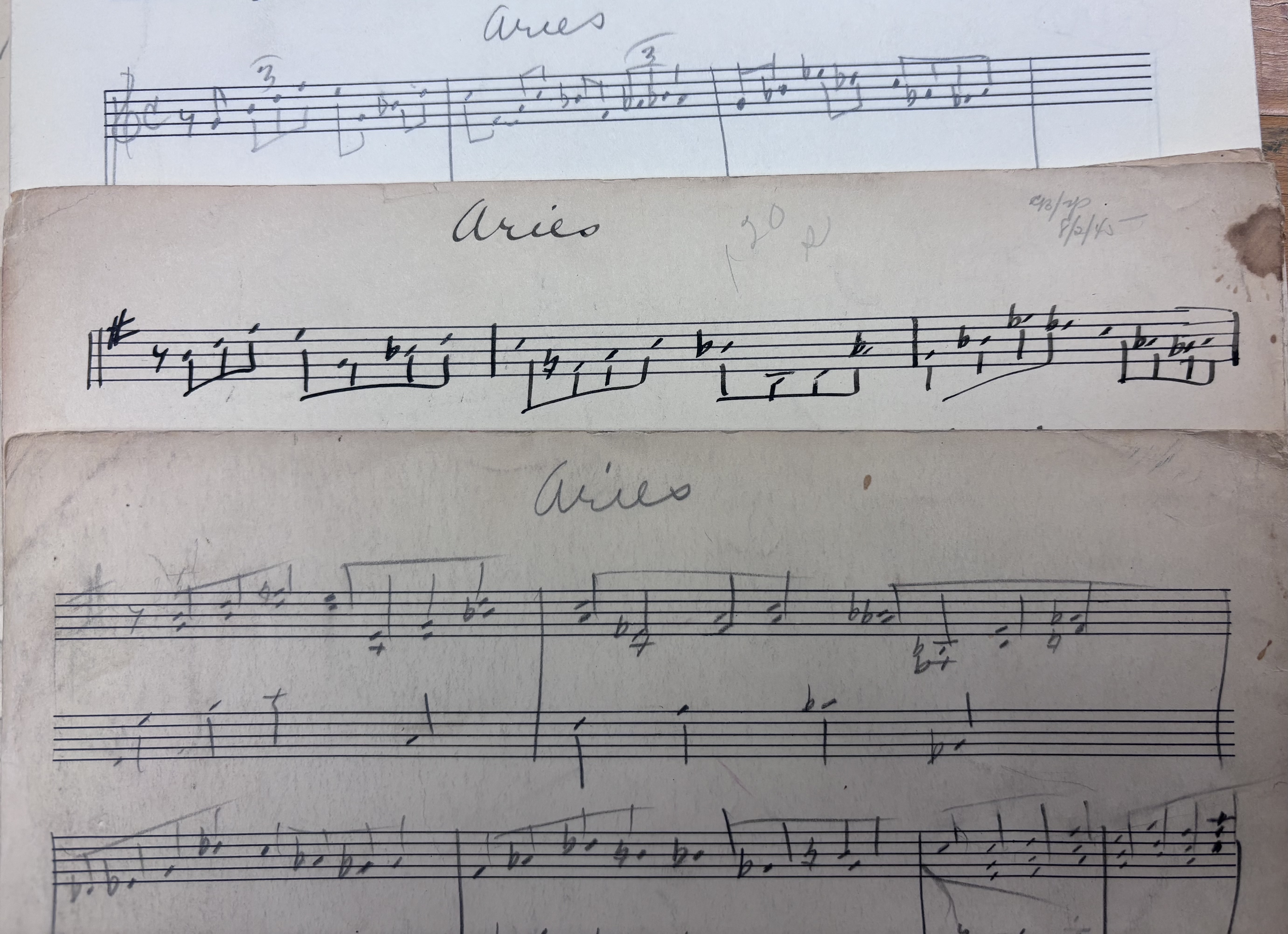 three musical scores