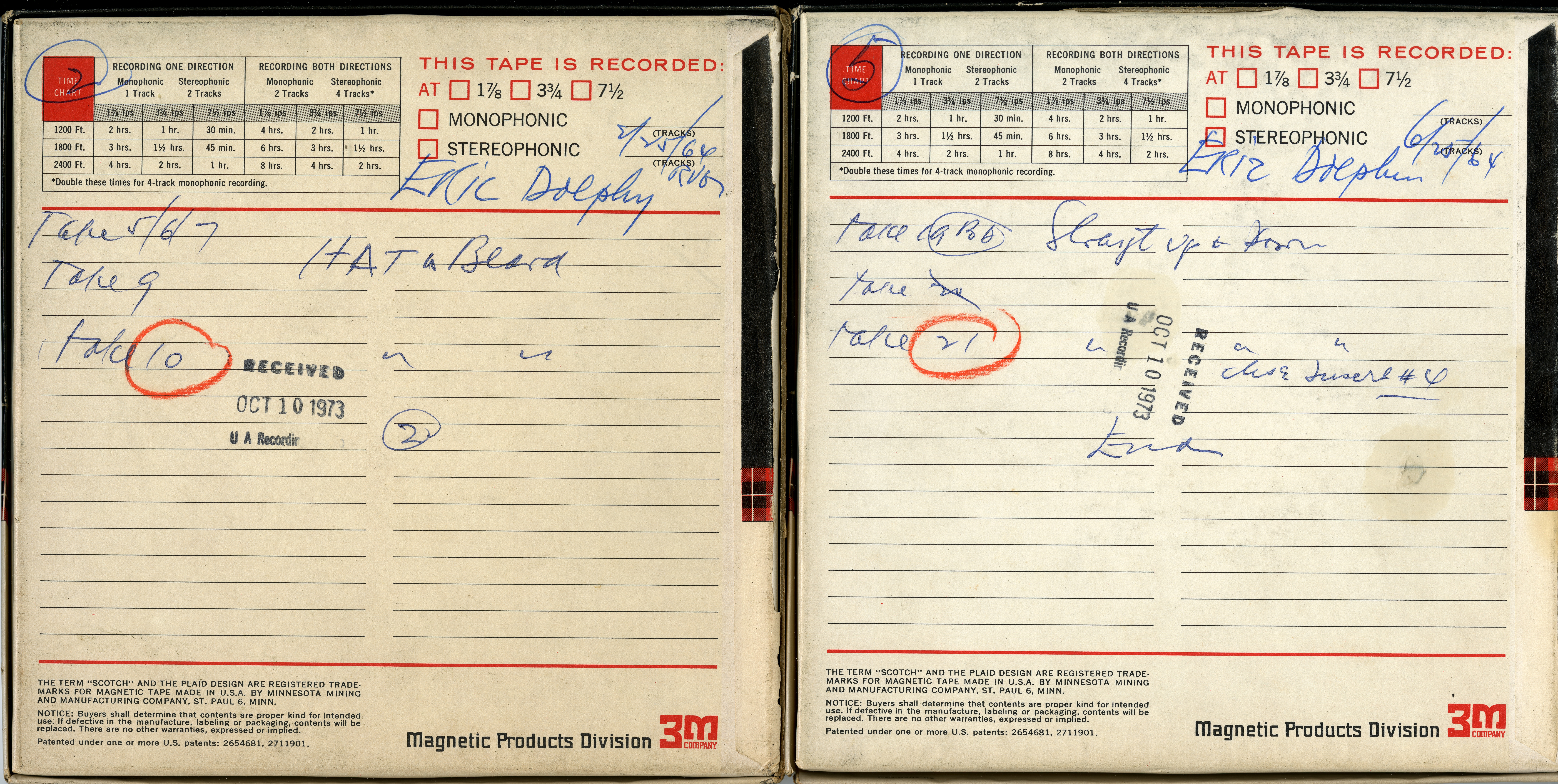 reel to reel case with handwriting